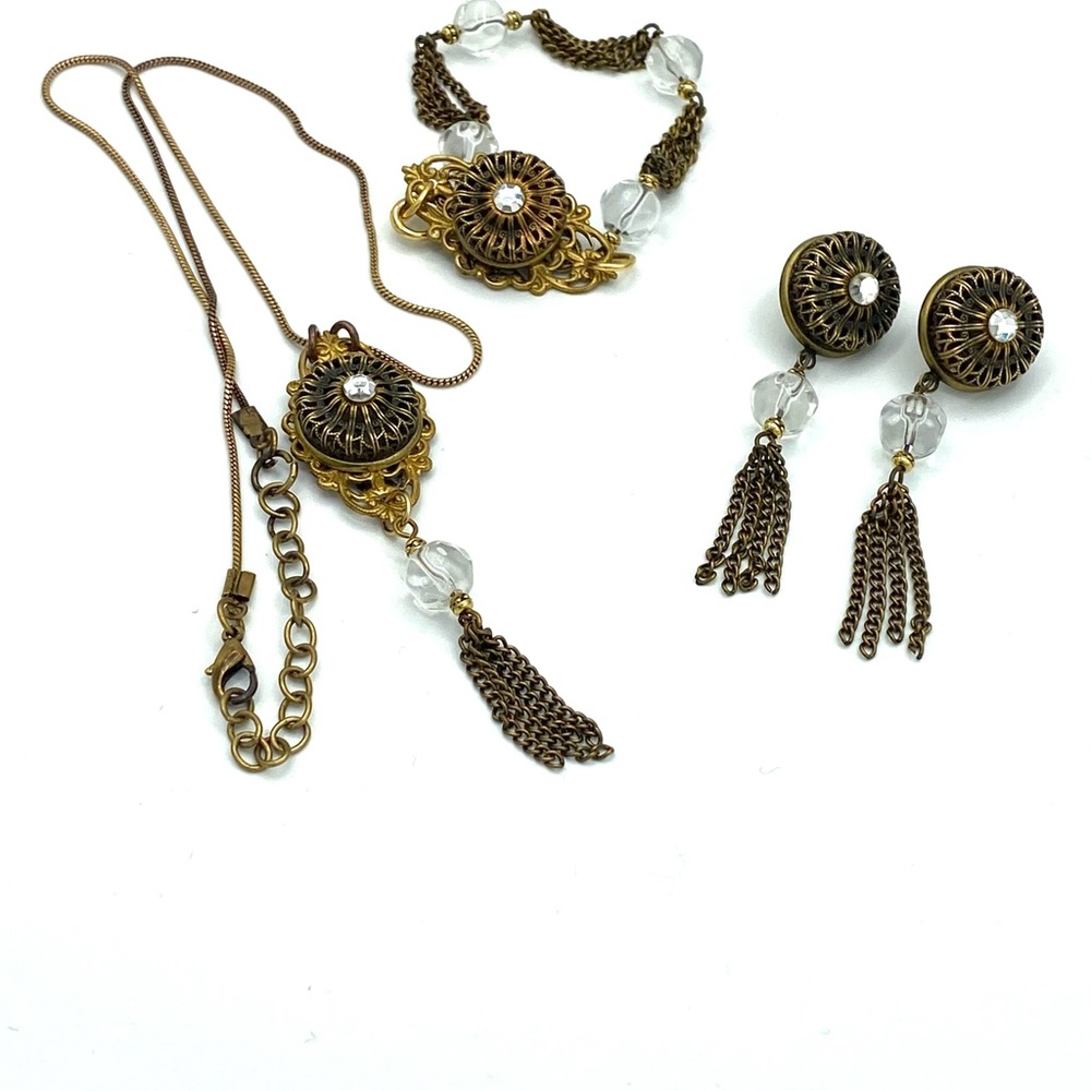 Bridgerton Inspired Jewelry Victorian necklace Earrings Bracelet Set - Picture 1 of 16
